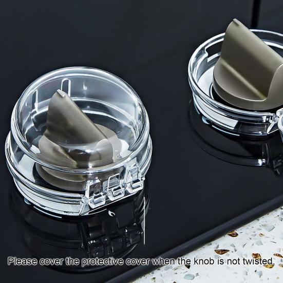 1 Pair Covers Stove Safety Transparent Heat-resistant PC Kitchen Safety Guard Gas Knob