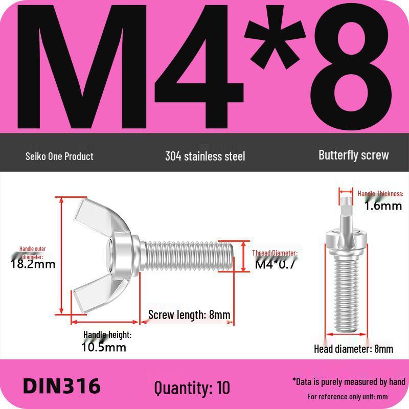 304 Stainless Steel Hand-Tightening Butterfly Weld Screws - Ram Horn M4 M5 M6 M8