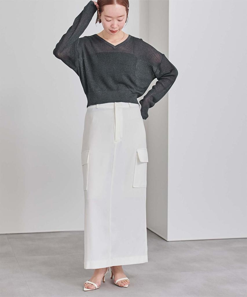 Yours Sheer Rib Knit BFXU1820 Medium Charcoal V-Neck Lamé Women's
