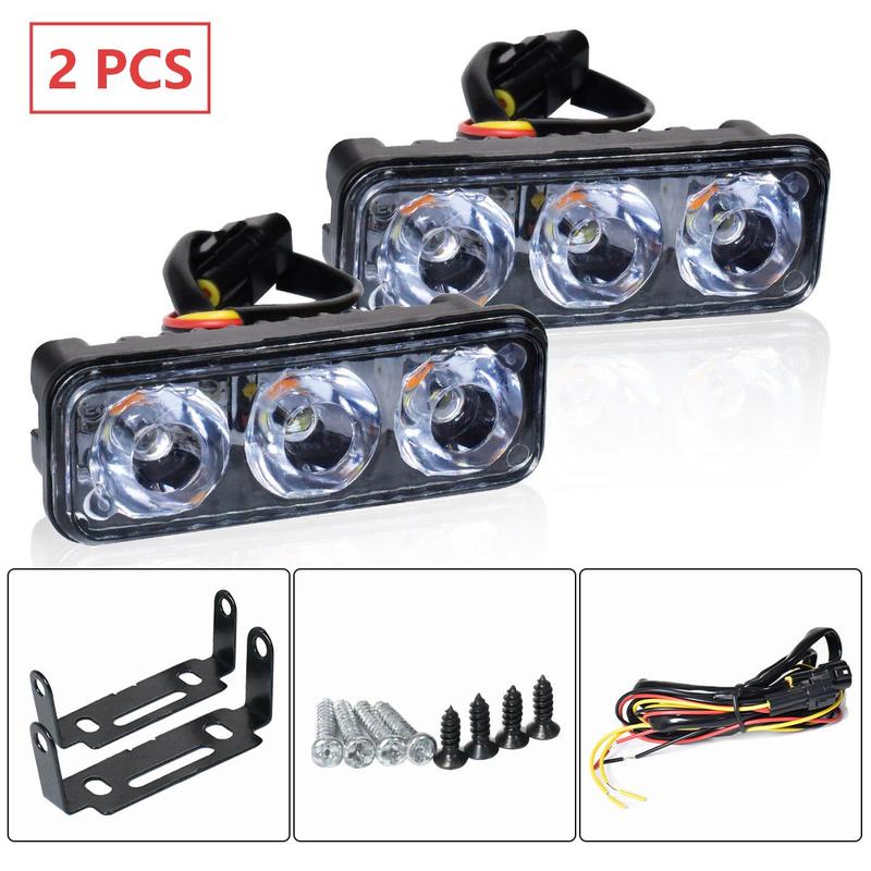 Car Motorcycle LED Daytime Running Light Turn Signal Lamp 3LED Work Lights 800LM High Brightness Auto Exterior Accessories