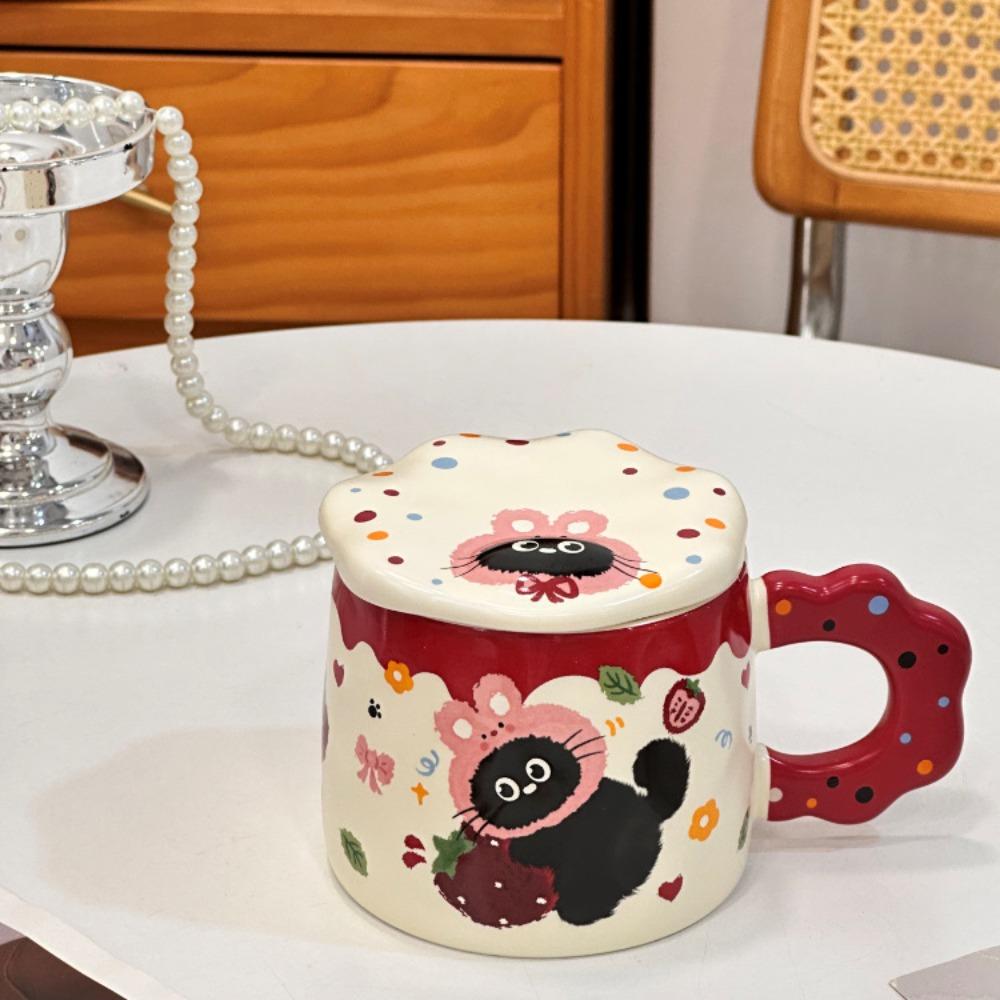 Gifts Birthday Lid Cute Ceramic Breakfast Cup Cat Coffee Cup Cup High Value Mug with Hand