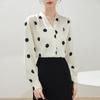 Women Blouses Shirts 2025 Spring Long Sleeve Women Blouse Shirt V-Neck Dot Elegant Blouse Shirt Women Tops J922