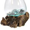 Molten Glass Bowl On Driftwood Stand Medium