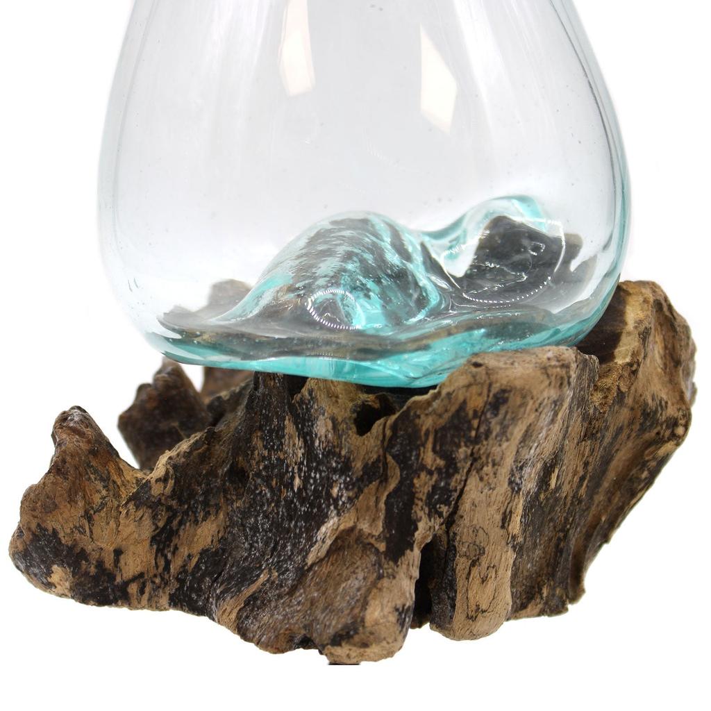 Molten Glass Bowl On Driftwood Stand Medium
