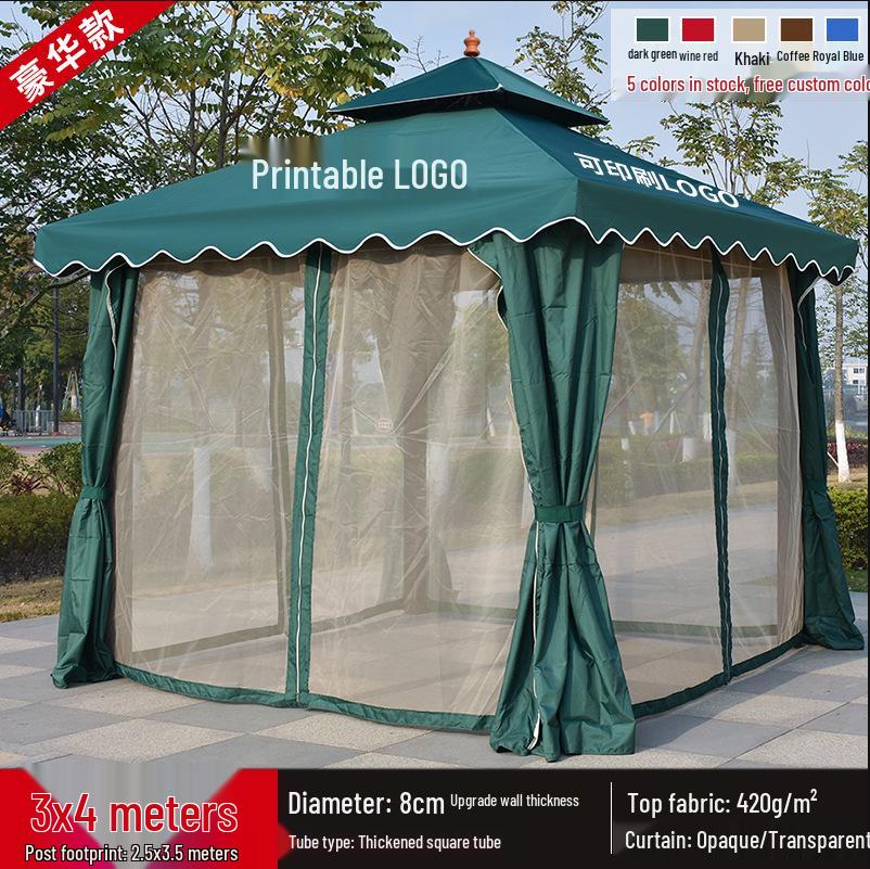 Wrought Iron Outdoor Gazebo Pavilion Canopy for Courtyard, Balcony & Rooftop Garden – Sunshade & Rain Shelter