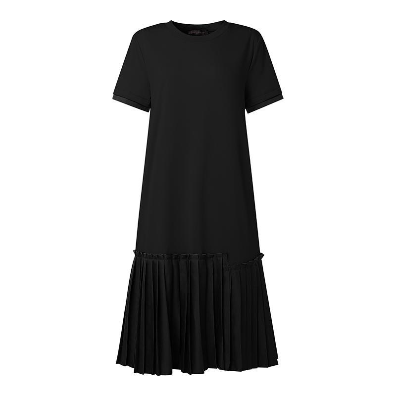 ZANZEA Women Casual Round Neck Summer Short Sleeve Patchwork Dress