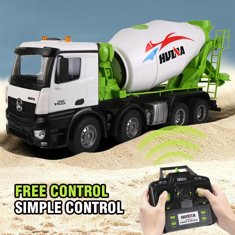 HUINA 1:14 Large RC Cement Mixer Truck 12CH Remote Control Mixer Trucks Simulation Engineering Vehicle Toy Concrete Mixing Cars