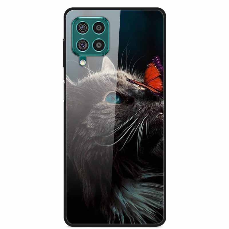 For Samsung M32 Case Tempered Glass Hard Back Cover Case For Samsung Galaxy A12 A22 M32 Phone Case Cover M 32 A 22 Funda Coque