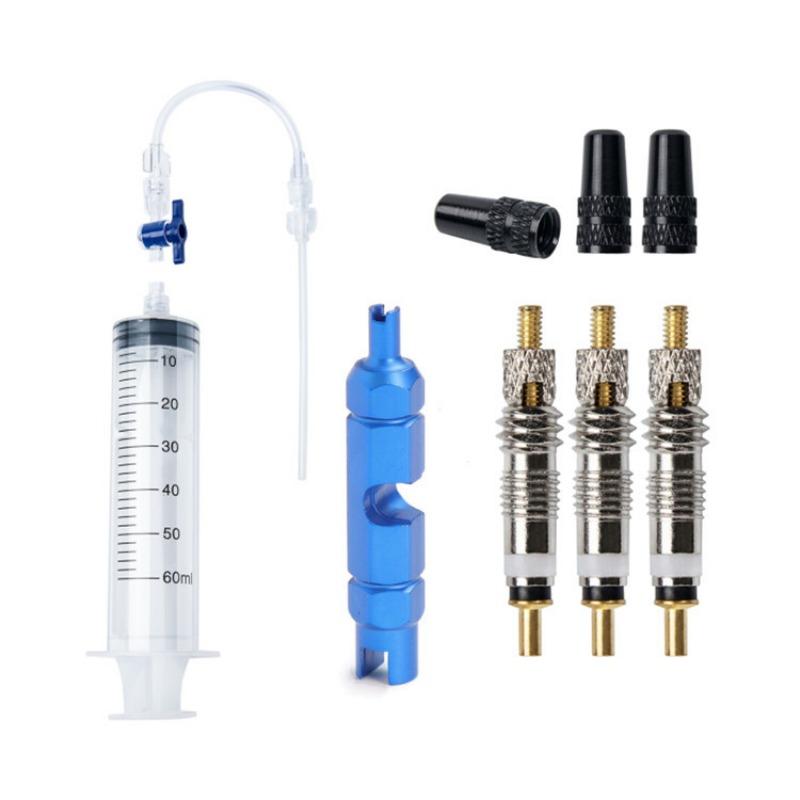 

60ML Bicycle Tubeless Sealant Syringe Injector Kit Tire Sealant Syringe with Valve Insert Removal Tool for Bicycle Repair Tubeless Valve 15x15.5cm,8Pcs білий/синій