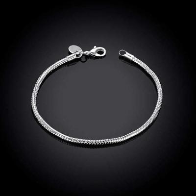 Ręcznie robiona oryginalna biżuteria 925 Sterling Silver Charm bransoletka miękkie gładkie bransoletki z kości węża dla kobiet