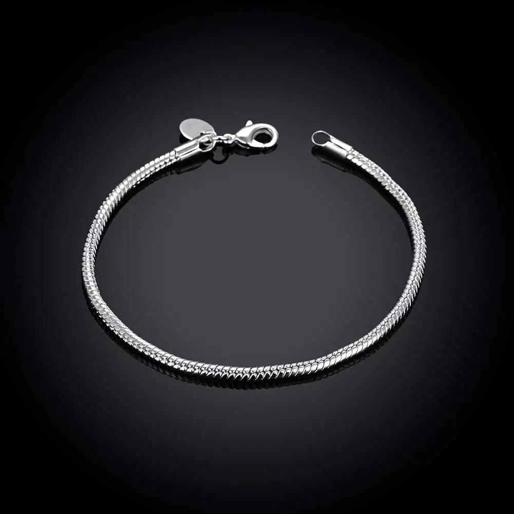 Bijoux fins originaux faits à la main, Bracelet à breloques en argent Sterling 925, os de serpent doux et lisse, bracelets pour femme