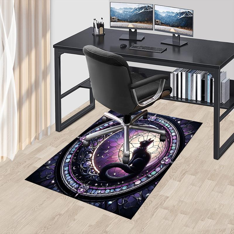 1PC Stained Glass Cat Extra Large Non Slip Floor carpet, Office, family, Studio Large Area Rug Indoor Rugs, Bold Statement Piece