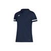 Logo Print Striped Detail Short Sleeve Polo Shirt Women Tops Blue DY8863