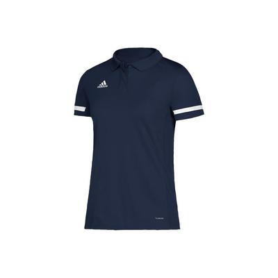 Polo Feminino de Manga Curta com Listras e Estampa de Logo Tops Azuis DY8863