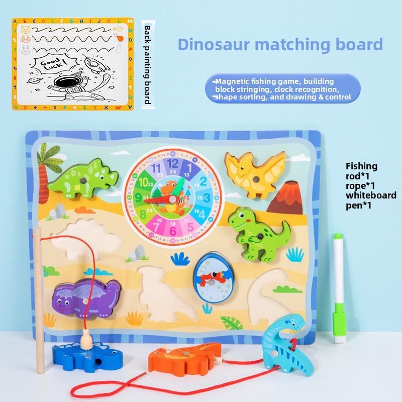 Wooden Fishing Bead Clock Puzzle Board For Toddler Early Education And Brain Development