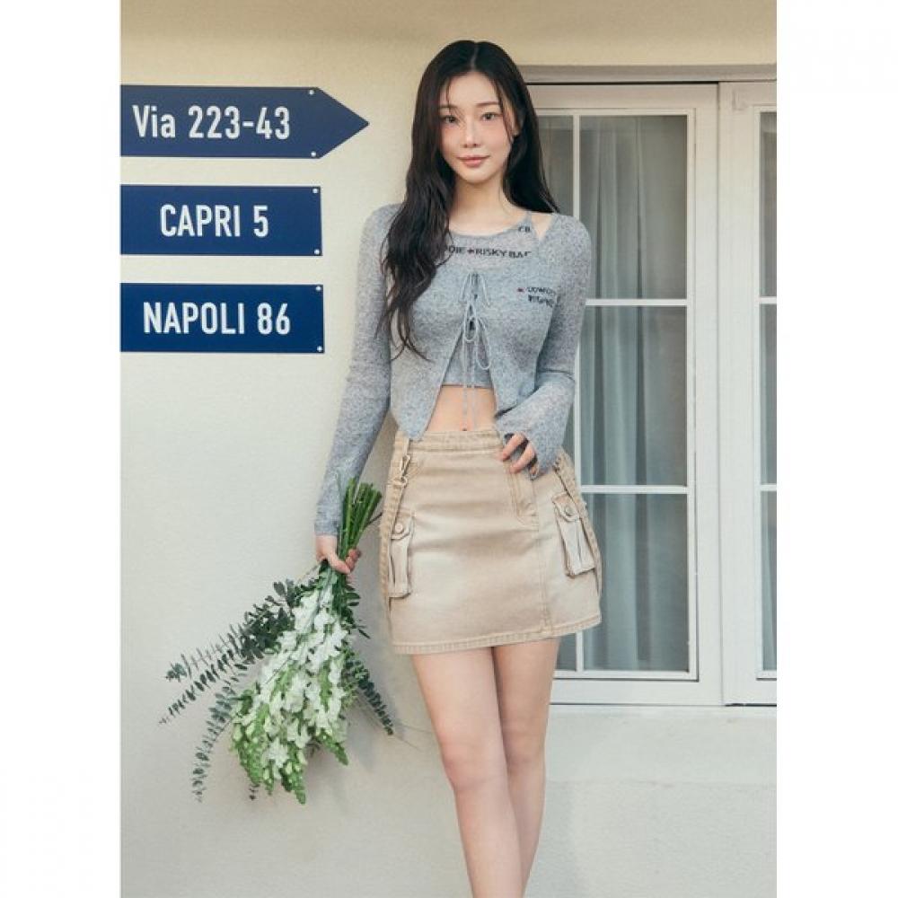 EGOIST Intarsia Ribbon Tie Knit Cardigan  Es2kg361 