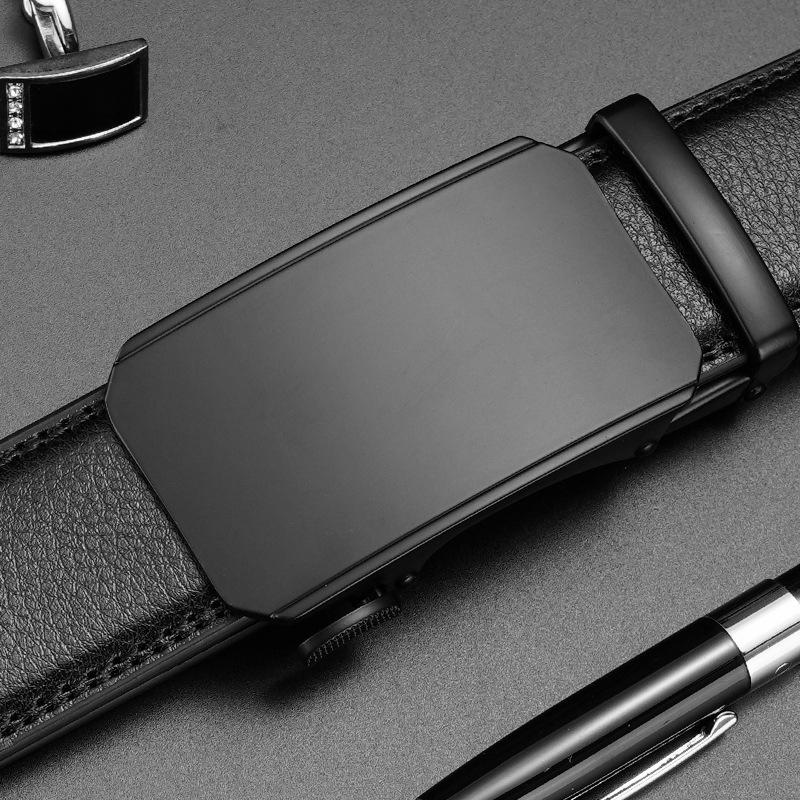 Men's New Leather Belt Belt Business Casual Simple Middle Aged and Young Genuine Leather Belt Automatic Buckle Leather Belt Men