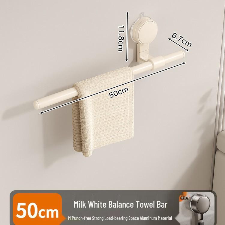 No-Drill Bathroom Towel Rack with Suction Cup - Towel Bar & Storage Shelf