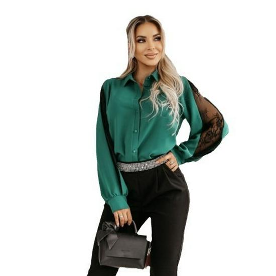 Spring 2024 Lace Splicing Turn-Down Collar Shirt
