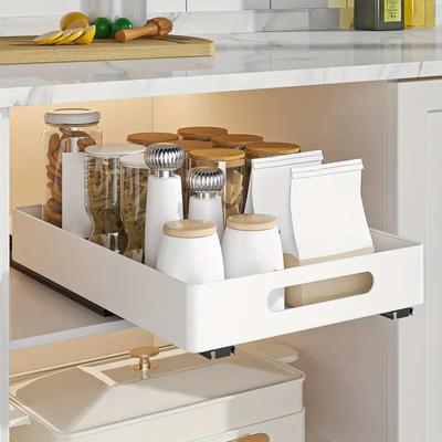 1pc Pull Out Organiser, Under Sink Shelf, Storage Cabinet, Kitchen Spice Rack, Slide Out Snack Organiser, Bathroom Vanity Basket