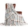 Turquoise Plaid Blanket Farmhouse Blanket Office Sofa Nap Blanket Travel Portable Blanket
