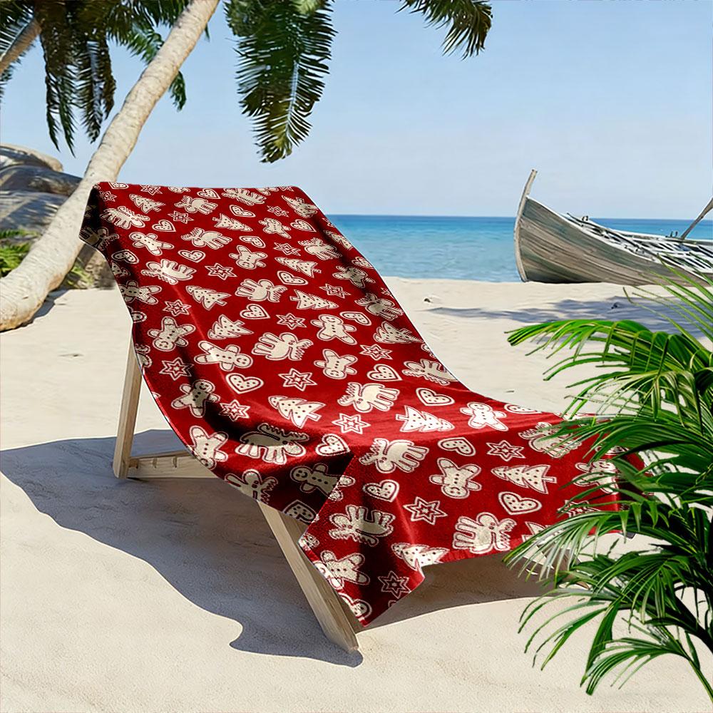 Festive gingerbread delight Print beach towel, quick drying, suitable for travel, outdoor sports, jogging, the beach and swimming, gift