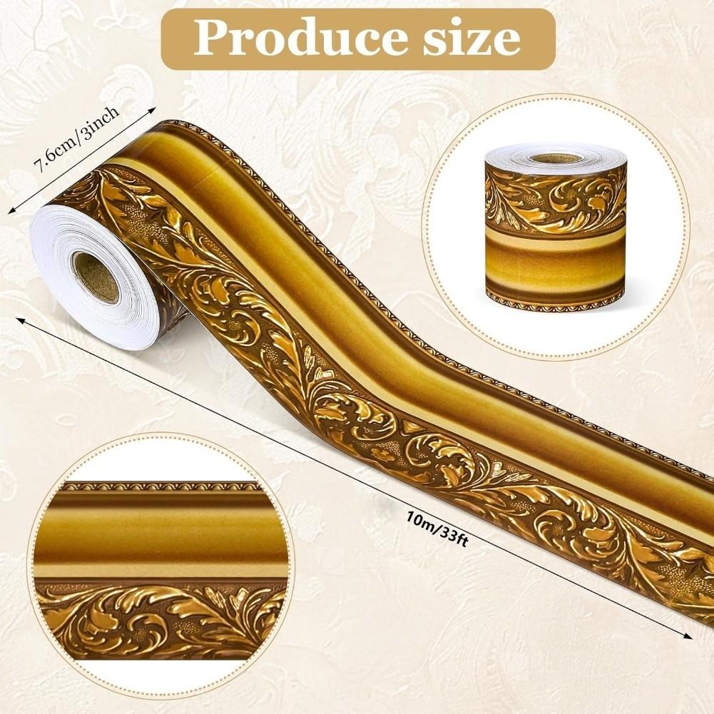 Easy To Apply 3D Wallpaper Frame Golden Style Self-adhesive Ceiling Frame