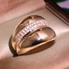Arc Personality Design Fashion Shiny Perfect Zircon Ring Rose Gold Color Geometric Wedding Rings For Women Men  Anillo