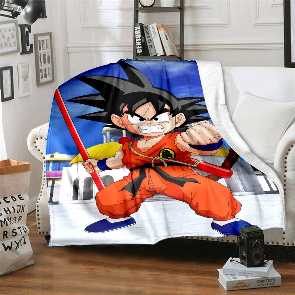 1PC Son Goku Print Flannel Blanket, High quality All Seasons, Home Decor, Warmth and Comfort, Perfect for Christmas Gifts