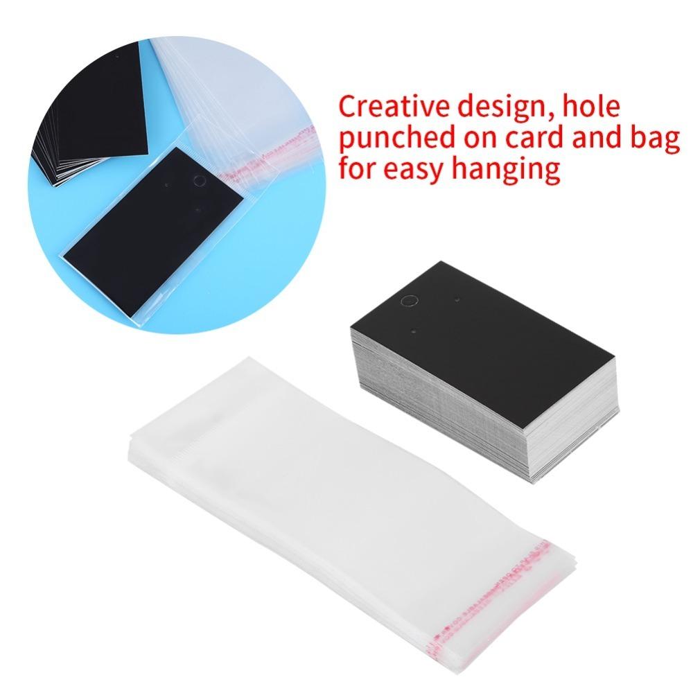 

100pcs Black Jewelry Display Cards Plastic Earring Card Holders Earring Storage