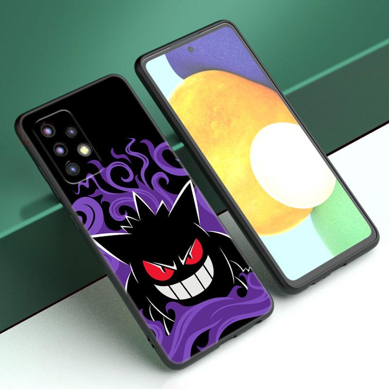 Dark P-Pokemon G-Gengar Case For Samsung A13 A22 A24 A32 A23 A25 A34 A35 A52S A53 A54 A55 A73 5G A12 A14 A15 A31 A33 A50 A51 A72