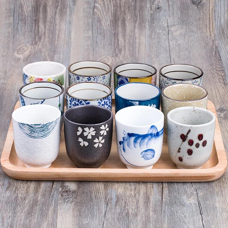 Japanese Tea Water Mug Handy Cup Hand-painted Ceramic Cherry Blossom Cups Creative Rough Ceramic Tea Cups  Coffee Cup
