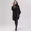 Red and Black Little Red Riding Hood Cloak Costume: Halloween Medieval Witch Robe with Sleeves