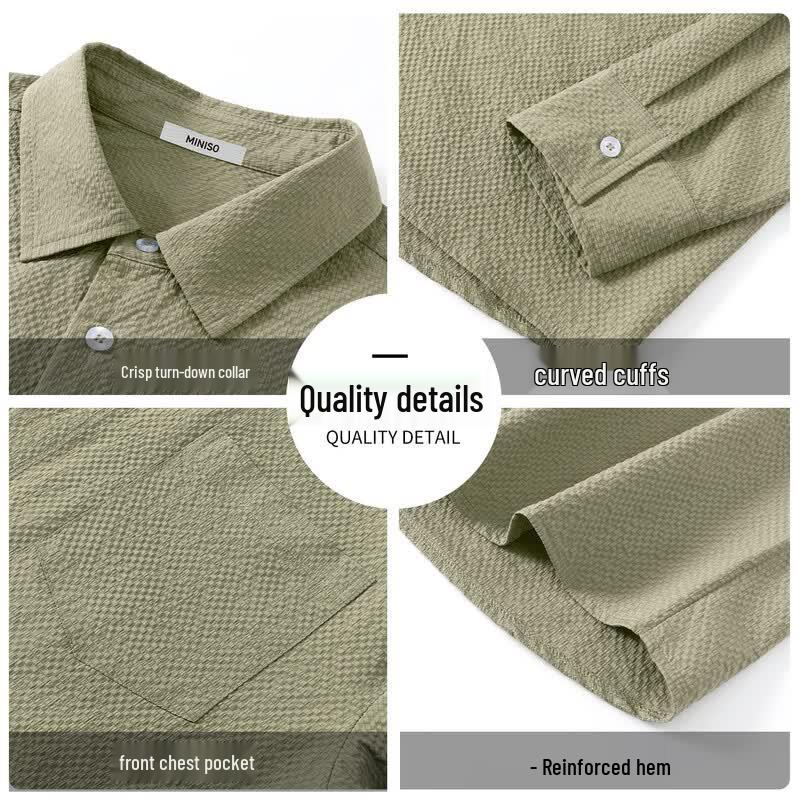 MINISO Men's Textured Casual Long-Sleeve Shirt