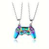 2pcs Colorful Magnetic Couple Gamepad Pendant Necklace - Fashionable Geometric Design, Combinable, Fun Jewelry
