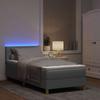 LED Box Spring Bed with Headboard Light Gray 100 x 200 cm Fabric