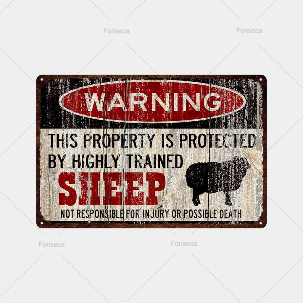 Vintage Tin Attention Animal Warning Signs Metal Sign Plaque Metal Public Retro Wall Decor Garden Park Wild Cave Metal Poster