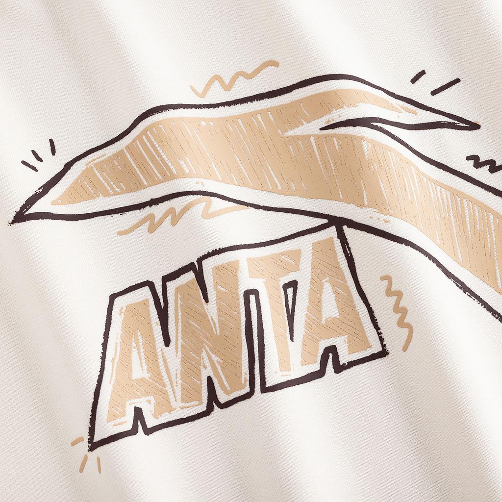 Anta American Retro Graffiti Logo Print Trendy Fashion Casual Versatile Sports Comfortable Breathable Loose Knit Pullover Sweatshirt 972638701-1