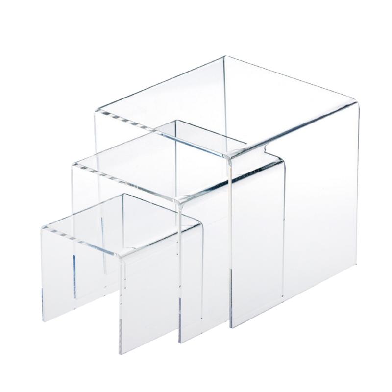 

3 Pcs Clear Acrylic Product Stand Jewelry Display Riser Shelf Showcase Fixtures for Candy Treat Action Figure Display 1