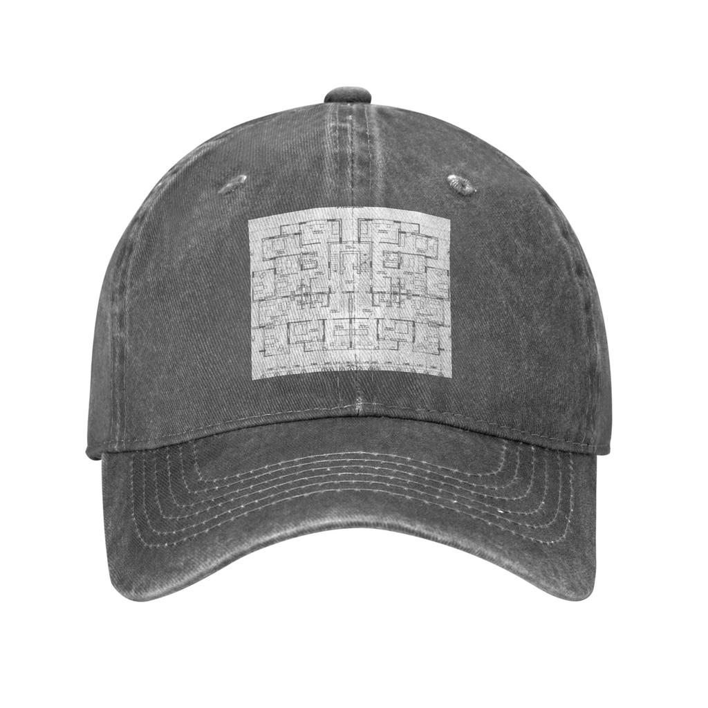 architectural one story private house blueprints and drawings Denim Fabric Cap Baseball Caps Hat Summer Unisex Baseball Hats