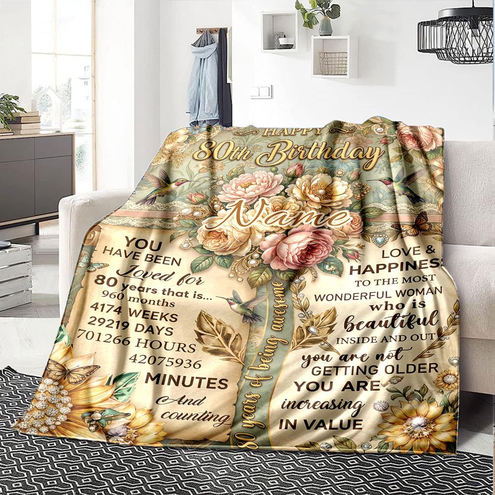 80Th Birthday Celebrationcustomize Your Name Blanket Warm Comfortable And Soft Blankets Are Suitable For Home Lunch Break Blanket Office Sofa Sofa