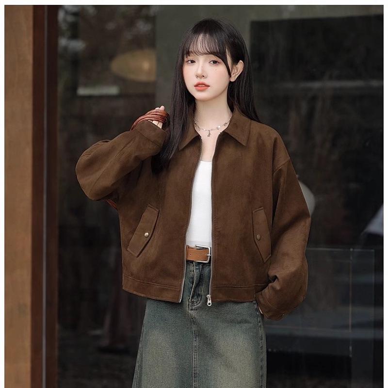 American Retro Petite Maillard Coffee Spring Jacket