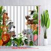 1pc Jungle Safari Shower Curtain with 12 Hooks - Vibrant Cartoon Animals Design Featuring Giraffe, Zebra, Lion, Elephant, Rhino,