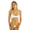 Einteiliger Neckholder-Bikini-Badeanzug für Damen mit selbstbindendem G-String-Tanga-Body
