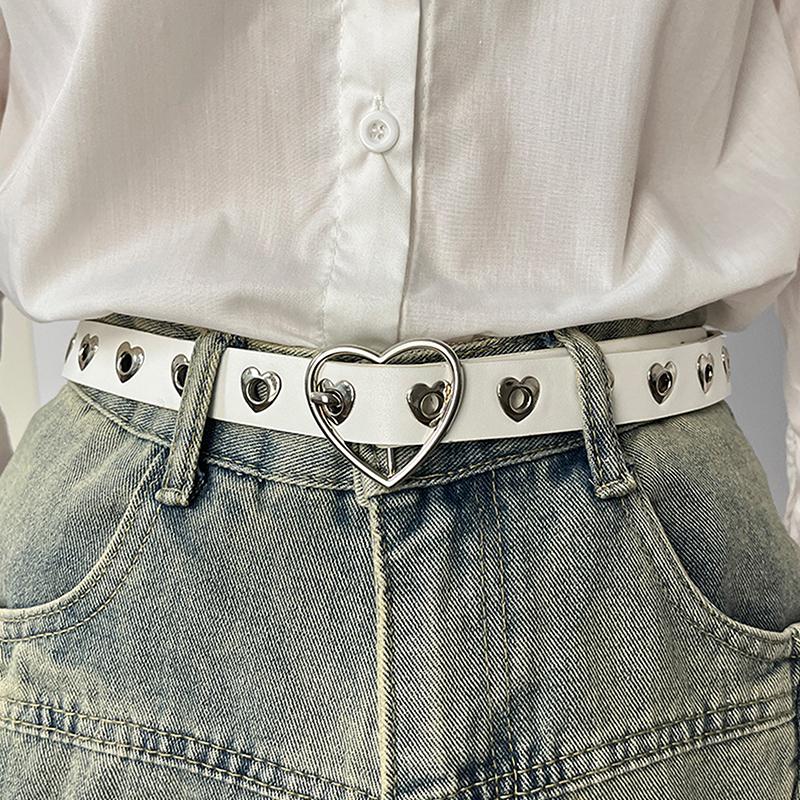 Metal Eyelet Belt No Punching Hollow Pu Leather Belt Paired With Jeans Belt For Men And Women