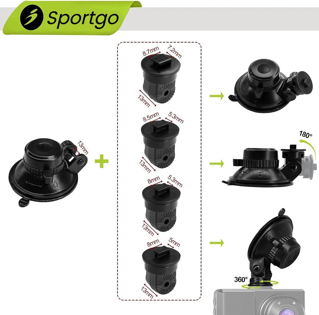 iSportgo Genuine S504 Dash Cam Suction Cup Mount [5th Generation] 360 Degree Rotation Suction