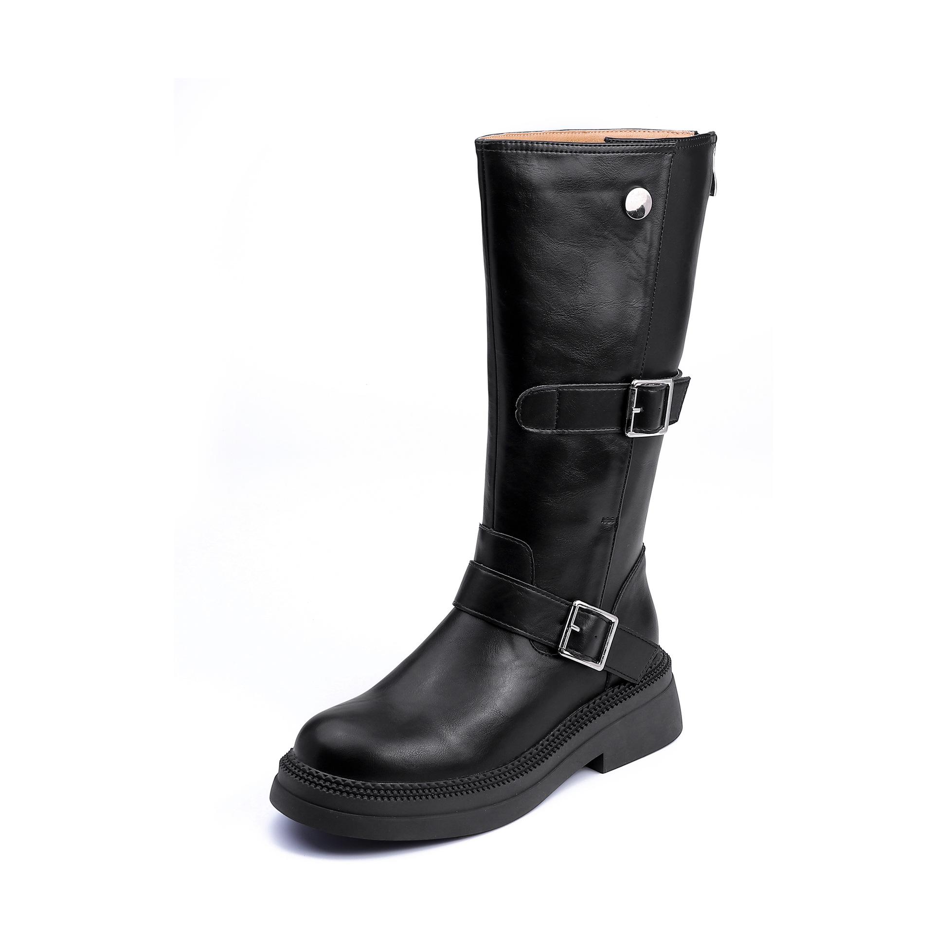 

Мягкие кожаные полусапоги Ковбойские сапоги Вестерн Женские с пряжкой на ремне Корейская версия Ретро рыцарские сапоги Коричневые сапоги ботфорты 35