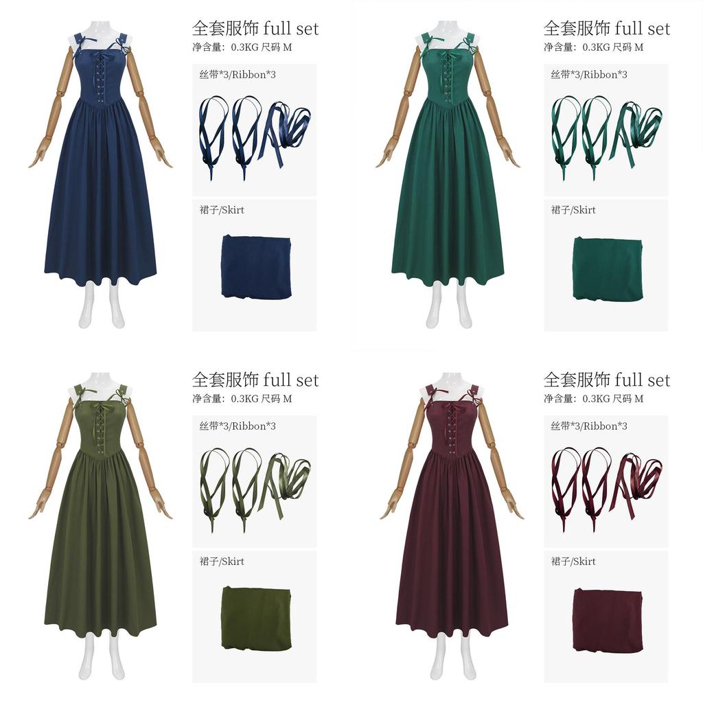 Renaissance Woman Dress With Spandex Fabric For Fantasy Role Play Cosplay