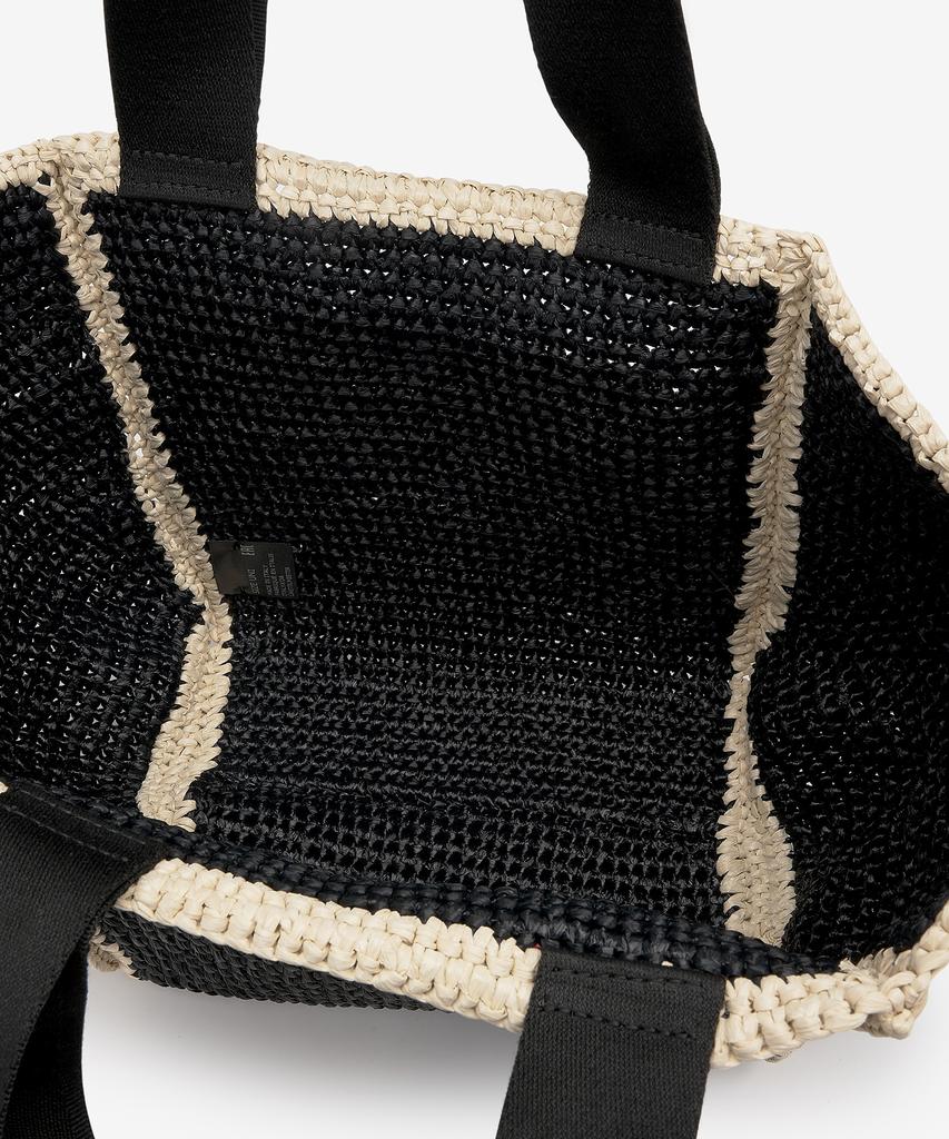 Marni Small Raffia Shopper Tote Bag - Black:Ivory:Black / Shmp0121L0P6769Zo762