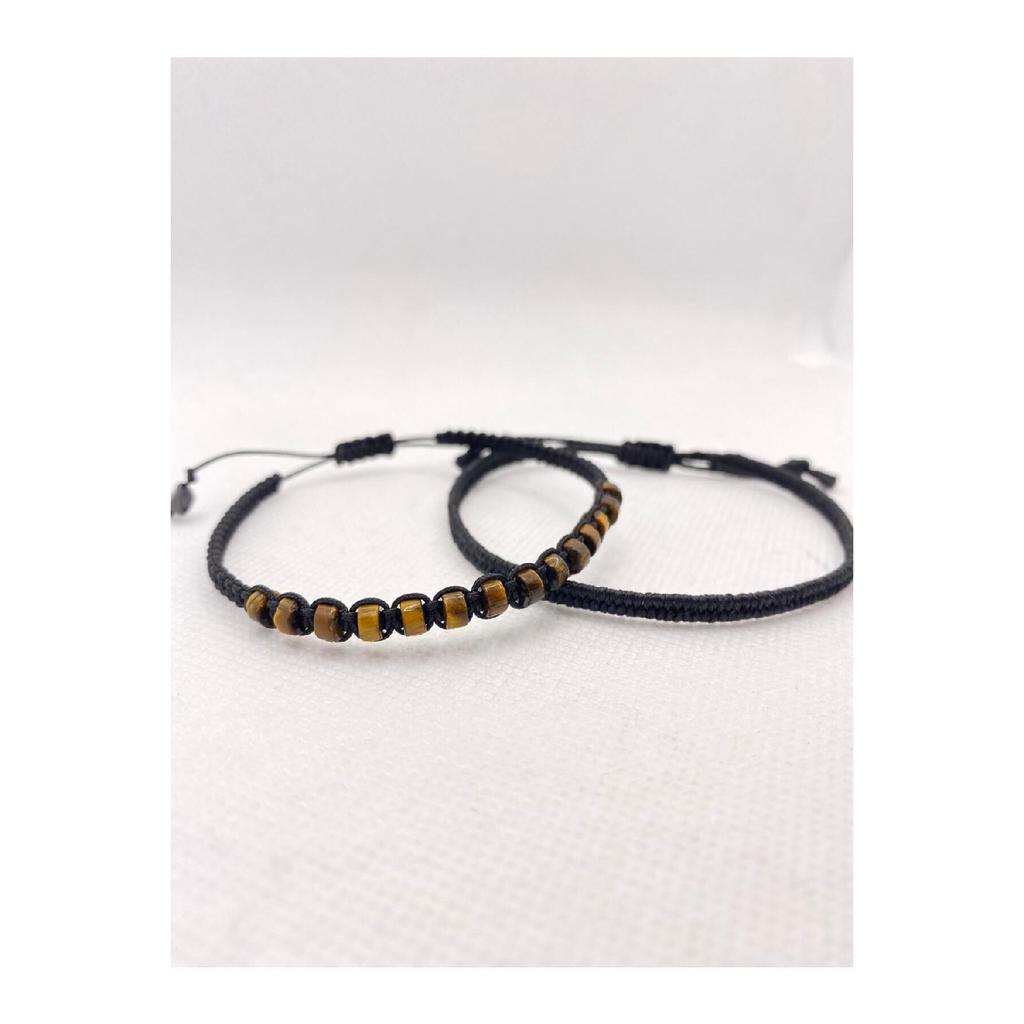 Bensei Tiger Eye Stone, Double Combination, Adjustable Men's Bracelet